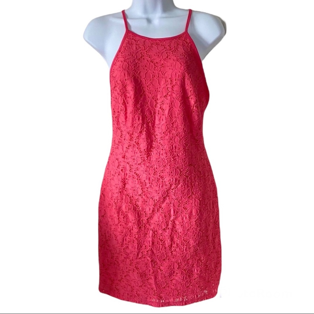 NWT Forever21 Coral Lace Eyelet Bodycon Dress